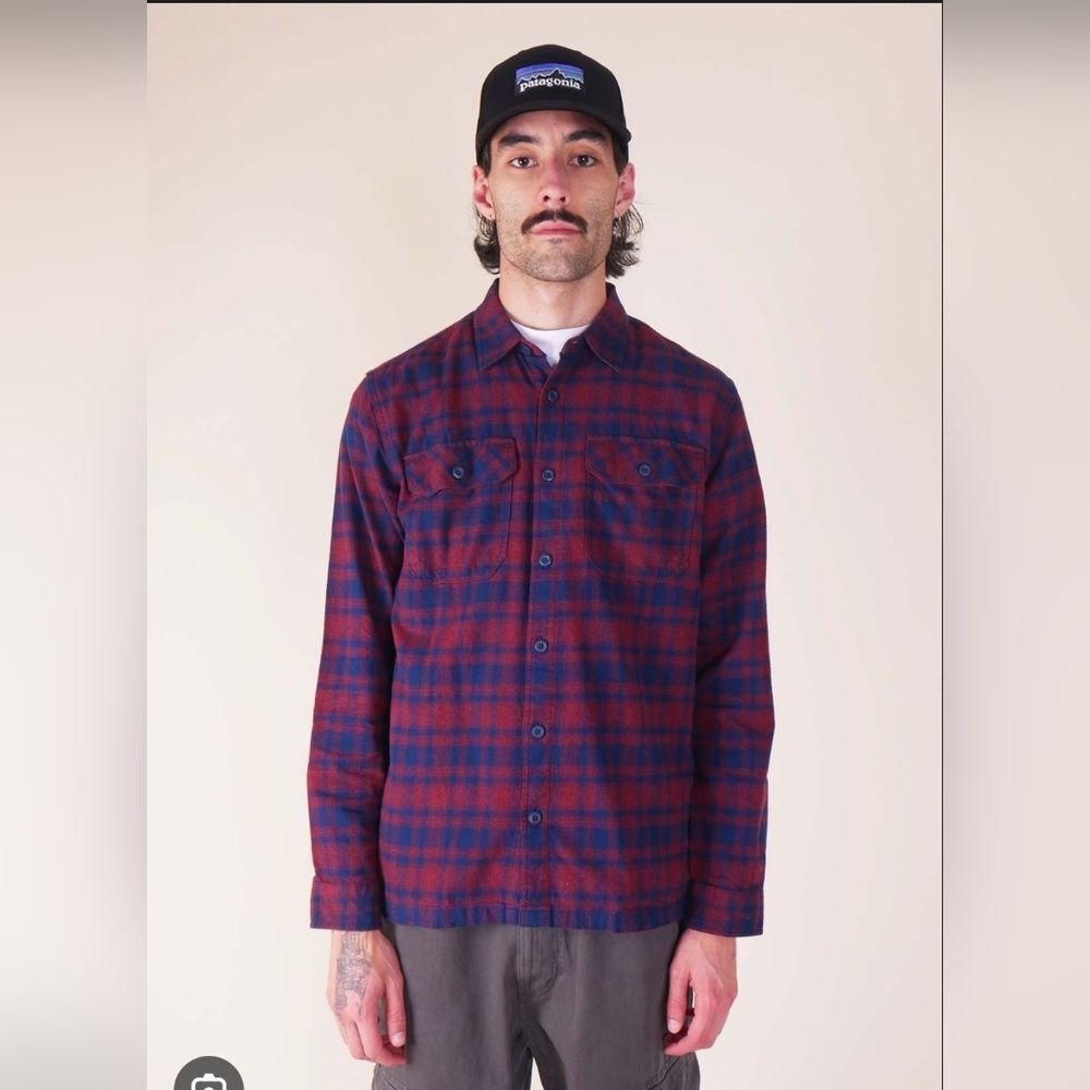 Patagonia Men's Organic Fjord Flannel Shirt Sequoia Red Size s